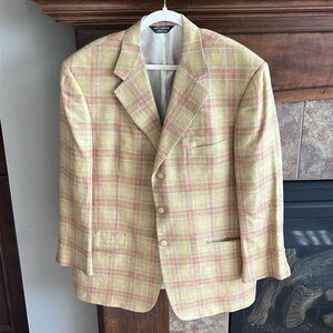 Vintage Southwick preppy plaid vintage sports coat jacket blazer yellow/ rust S